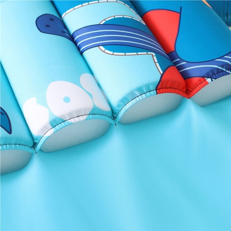 キッズ 浮力付きスイムスーツ 恐竜＆海モチーフ 半袖つなぎ フロートパネル内蔵 プール向け 身長96〜115cm対応