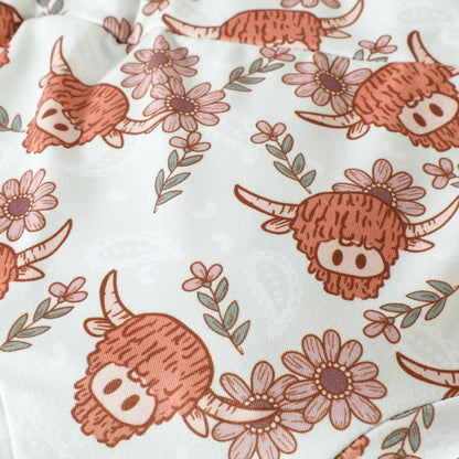 ふんわりフリルで可愛さが際立つ 女の子ベビーノースリーブロンパースセット アニマル花柄ショートパンツ コットン 70~100cm