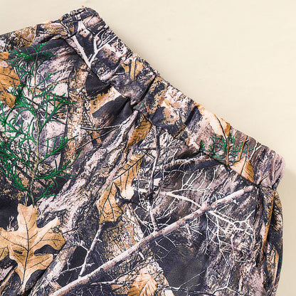 外遊びがもっと楽しくなる 男の子半袖フーディーセット 迷彩カモフラージュ柄カーゴショーツ ポリエステル混 18-24ヶ月~6歳