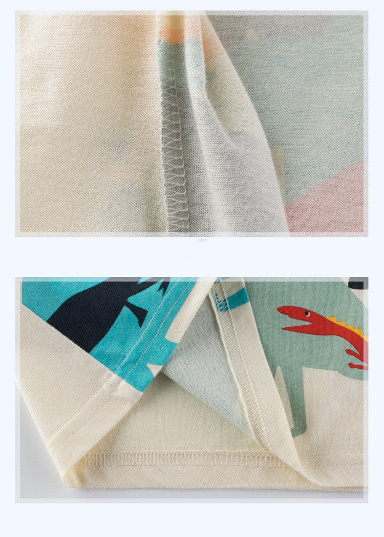 元気いっぱいに遊べる 男の子半袖Tシャツ 恐竜カートゥーンプリント コットン100% クルーネック 90~140cm