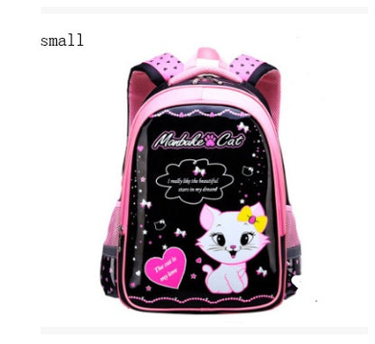 小学生女の子向け 猫デザイン通学リュック 6〜12歳対応 2サイズ・ポリエステル