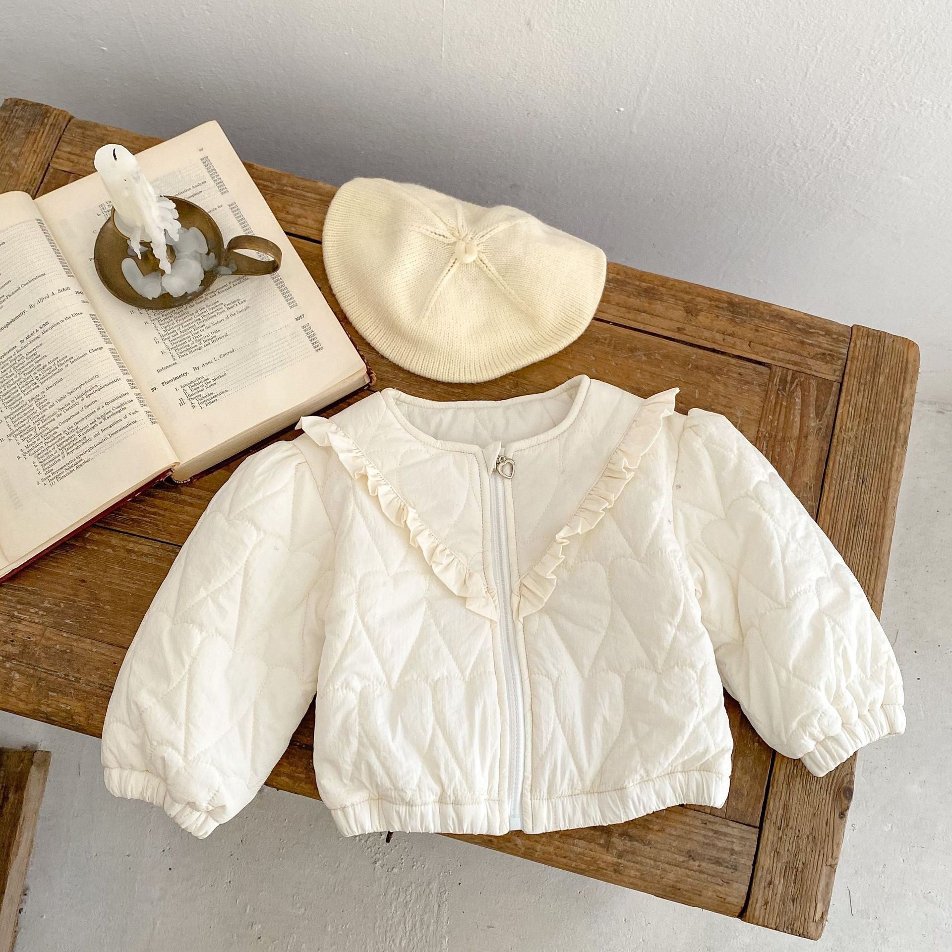 ベビー中綿キルトジャケット ハート風バブルステッチ長袖コットン裏地コート 66〜100cm 冬用あったか男女兼用アウター | Baby Quilted Cotton Padded Bubble Jacket 66–100cm Unisex Winter Coat Lumisei Prime