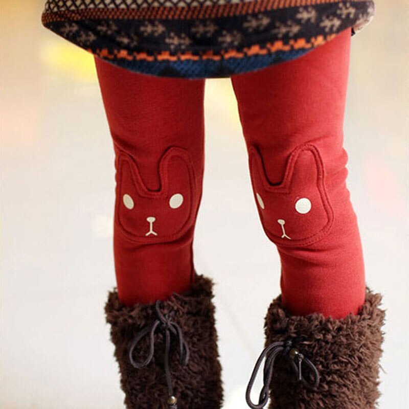 うさぎ刺繍入りガールズベルベットレギンス正面画像
