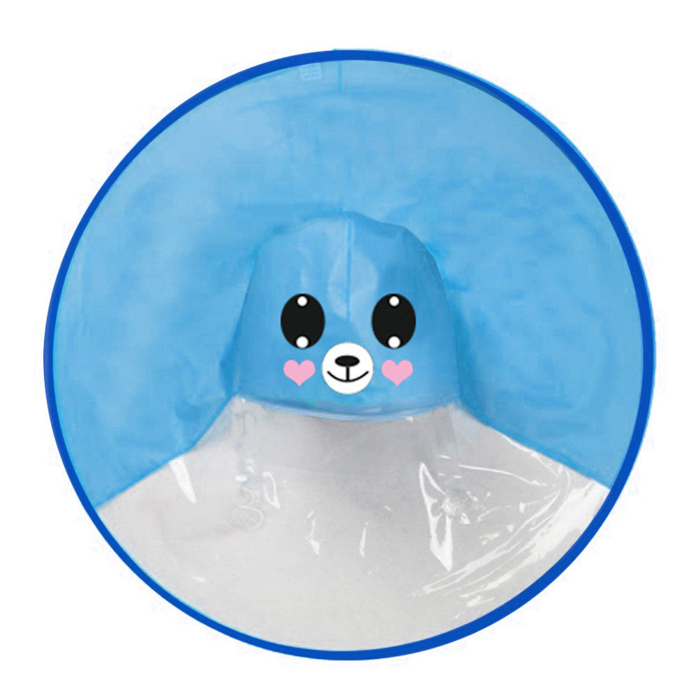 雨の日も軽やかに動ける 子どもフード付きレインポンチョ ケープ型アニマルデザイン PVC薄手