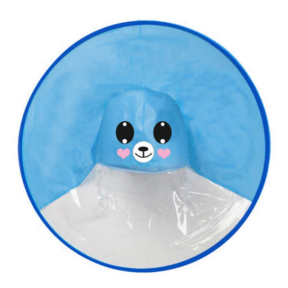 雨の日も軽やかに動ける 子どもフード付きレインポンチョ ケープ型アニマルデザイン PVC薄手