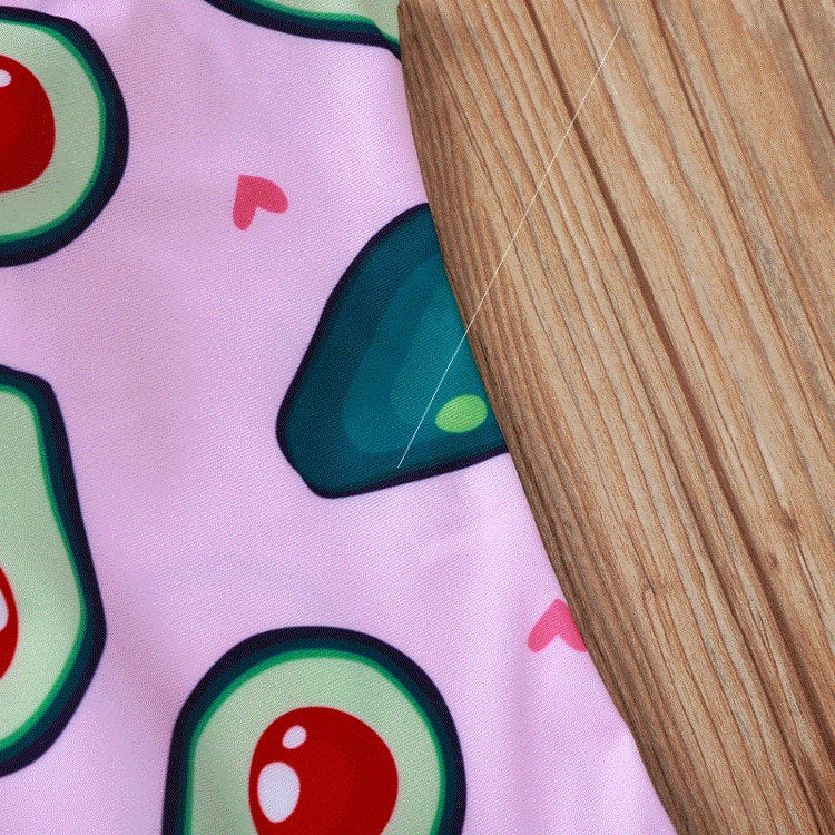 アボカド柄 ピンク キッズワンピース水着｜フラワーネックデザイン・80〜120cm