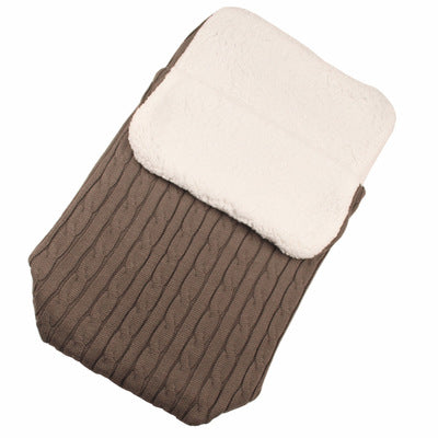 ブラウンの封筒型フットマフ 38×68cm（ベビーカー防寒カバー）
