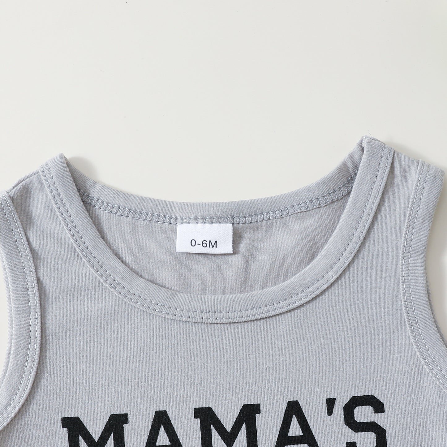 さらりと快適に決まる 男の子上下セット タンクトップ風レタープリントトップス＆チェック柄ショートパンツ ポリエステル 0-6ヶ月〜2-3歳