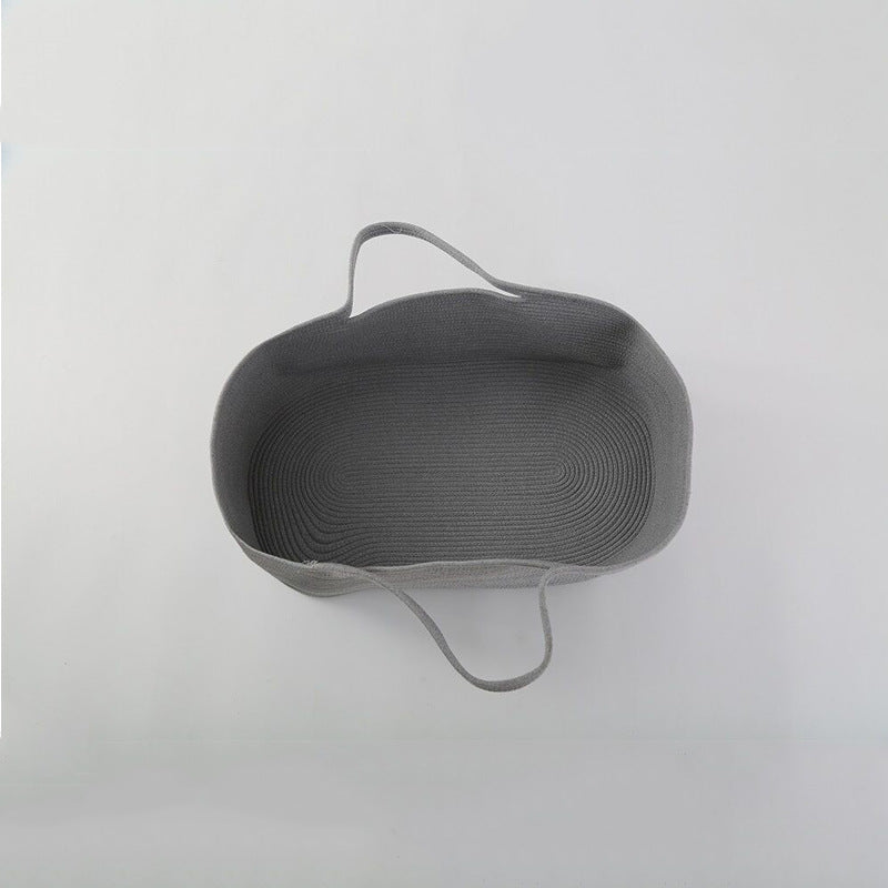 グレーのコットンロープベビーベッドバスケット単体の画像（シンプルデザインの子ども用バスケット）
