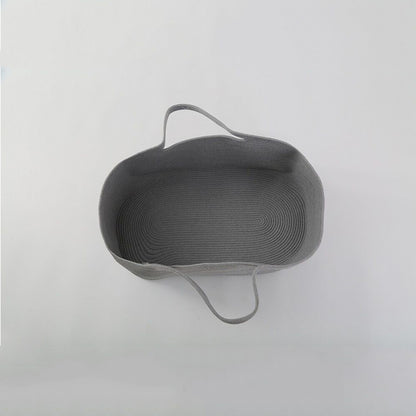 グレーのコットンロープベビーベッドバスケット単体の画像（シンプルデザインの子ども用バスケット）
