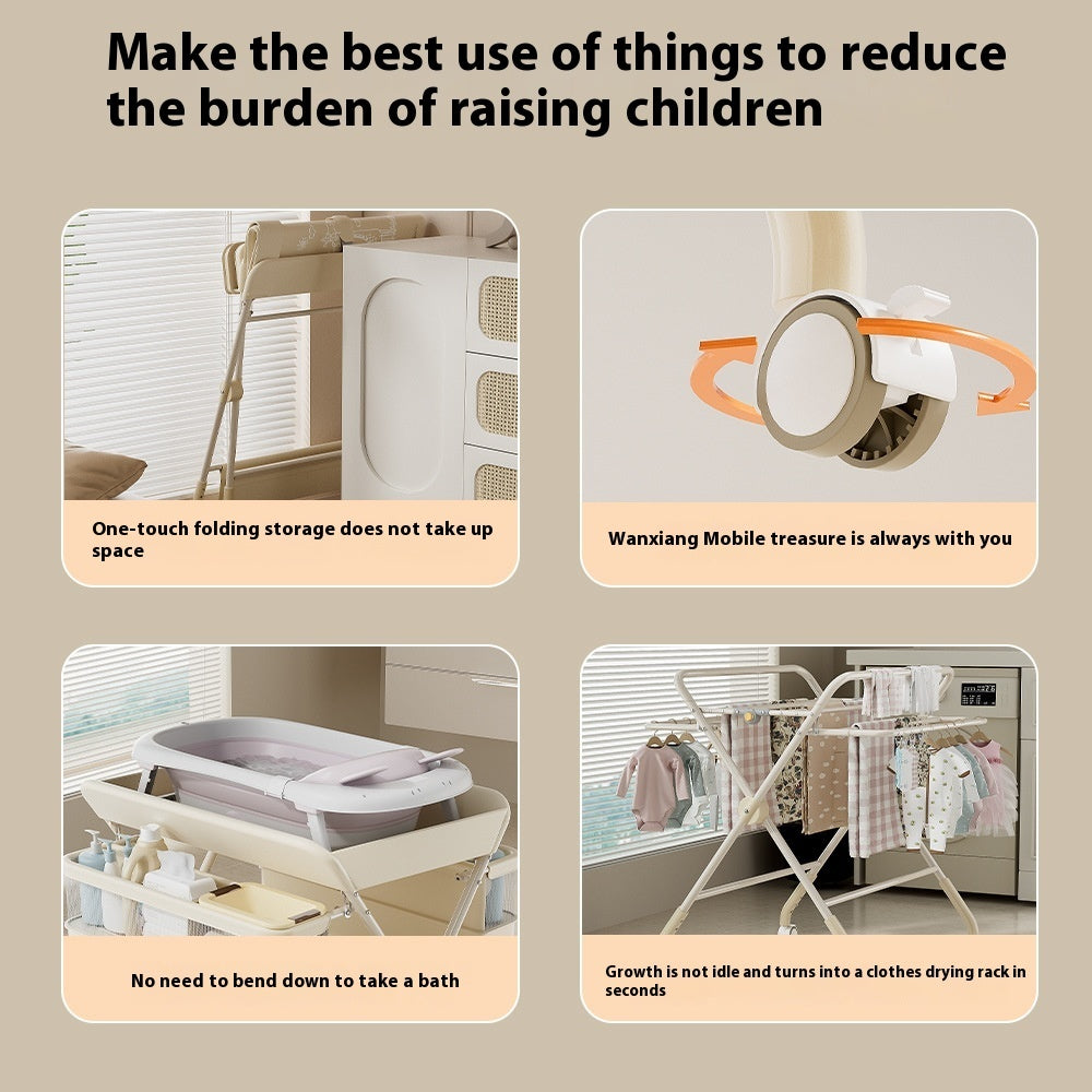 二層収納バスケットを備えた多機能おむつ交換台
