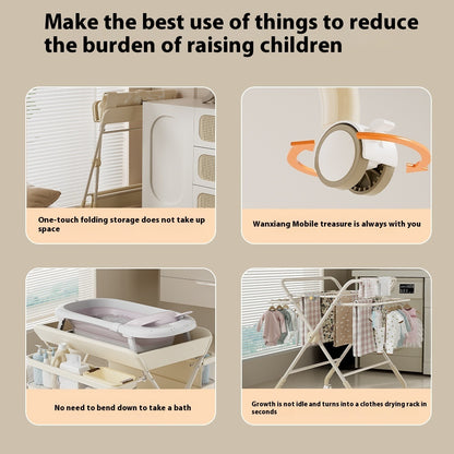 二層収納バスケットを備えた多機能おむつ交換台

