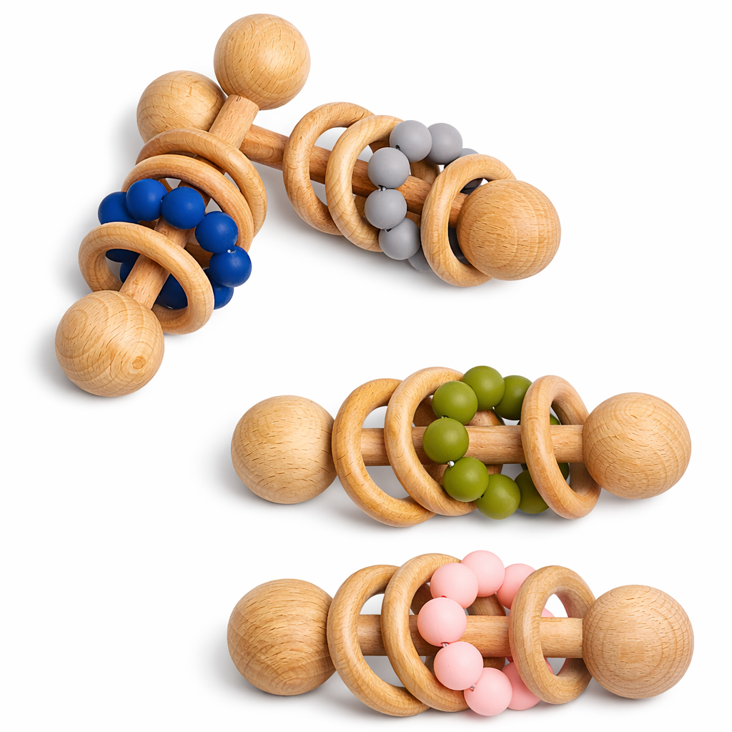 ブナ材 ベビー歯固めラトル リングビーズ