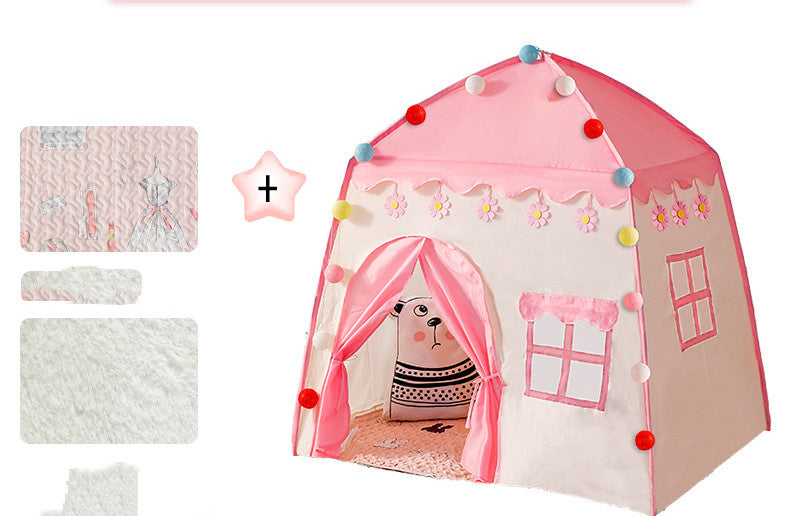 ハウス型キッズテント ピンクベージュ 商品イメージ 入口オープン
