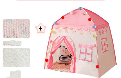 ハウス型キッズテント ピンクベージュ 商品イメージ 入口オープン
