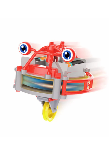 レッドのジャイロ式綱渡りロボットが走行するメインイメージ
