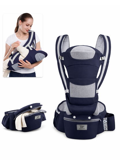 モデル着用の3WAYヒップシートキャリア（ヒップシートキャリア・ヒップシート抱っこ紐）
