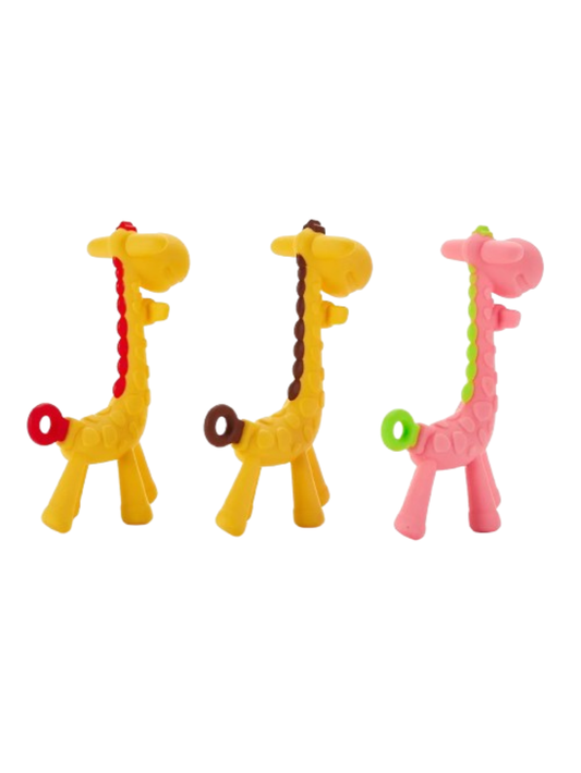 キリン型シリコン歯固めのカラー比較 イエロー レッド イエロー ブラウン ピンク グリーン（歯固め）
