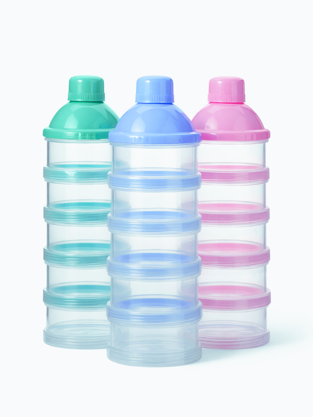 5段分離式 粉ミルクケース 3色セット集合 ベビー外出用（ミルクストッカー）
