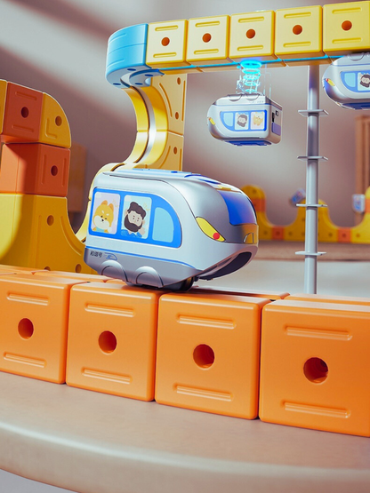 電動マグネット式ハイスピードレールトラック｜壁・天井OKの3D組み立て知育セット（65〜160ピース）