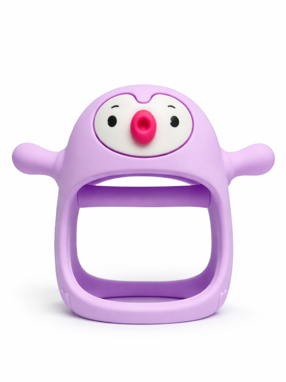 パープルのベビー用ハンドル歯固め 正面（歯固め 人気）
