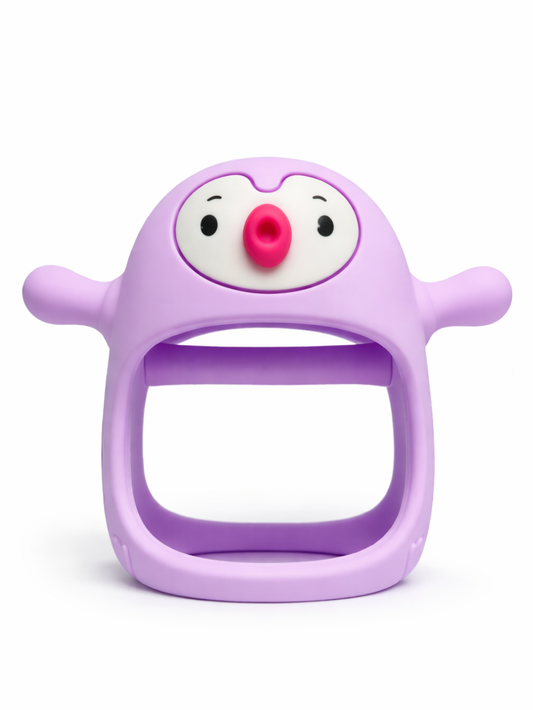 パープルのベビー用ハンドル歯固め 正面（歯固め 人気）
