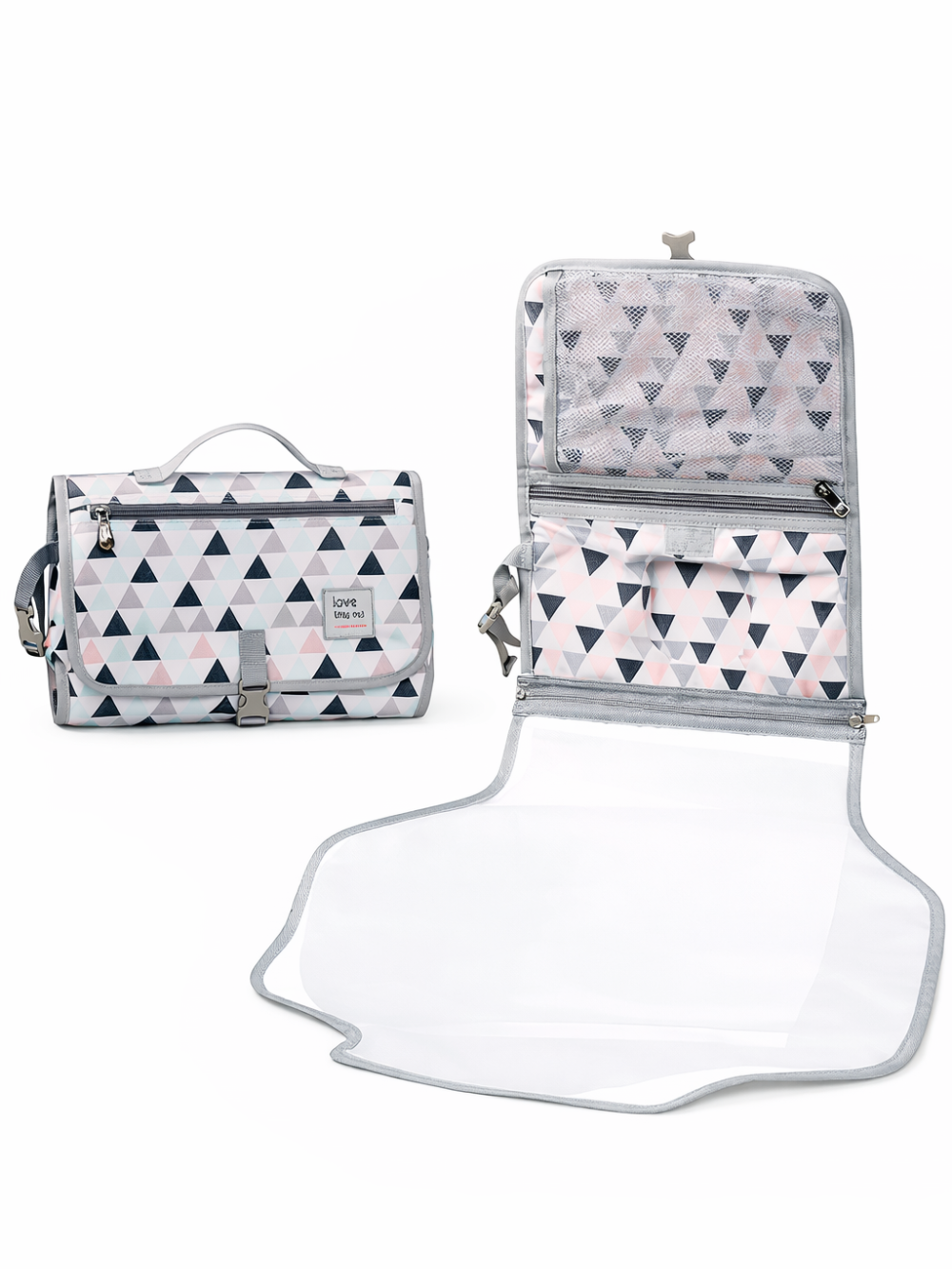 折りたたみ防水おむつ替えマット 収納ポーチ一体型（ベビーチェンジングマット）
