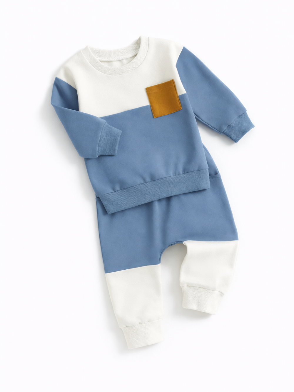 動きやすくて毎日にちょうどいい 男の子長袖トップス＆パンツ配色セット コットンブレンドポリエステル 70〜110cm