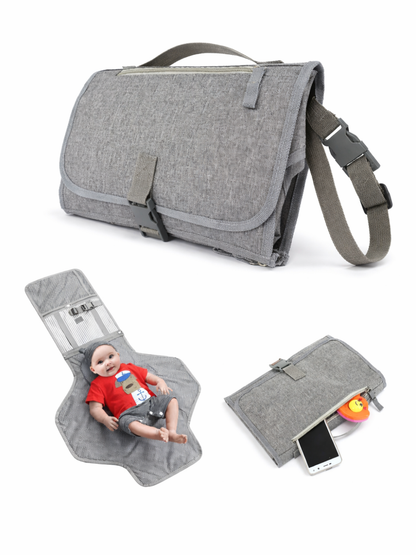 外出先でも安心・快適に整う 防水ベビーおむつ替えシート 折りたたみ携帯 収納ポケット付き ワイド22×22in オックスフォード生地