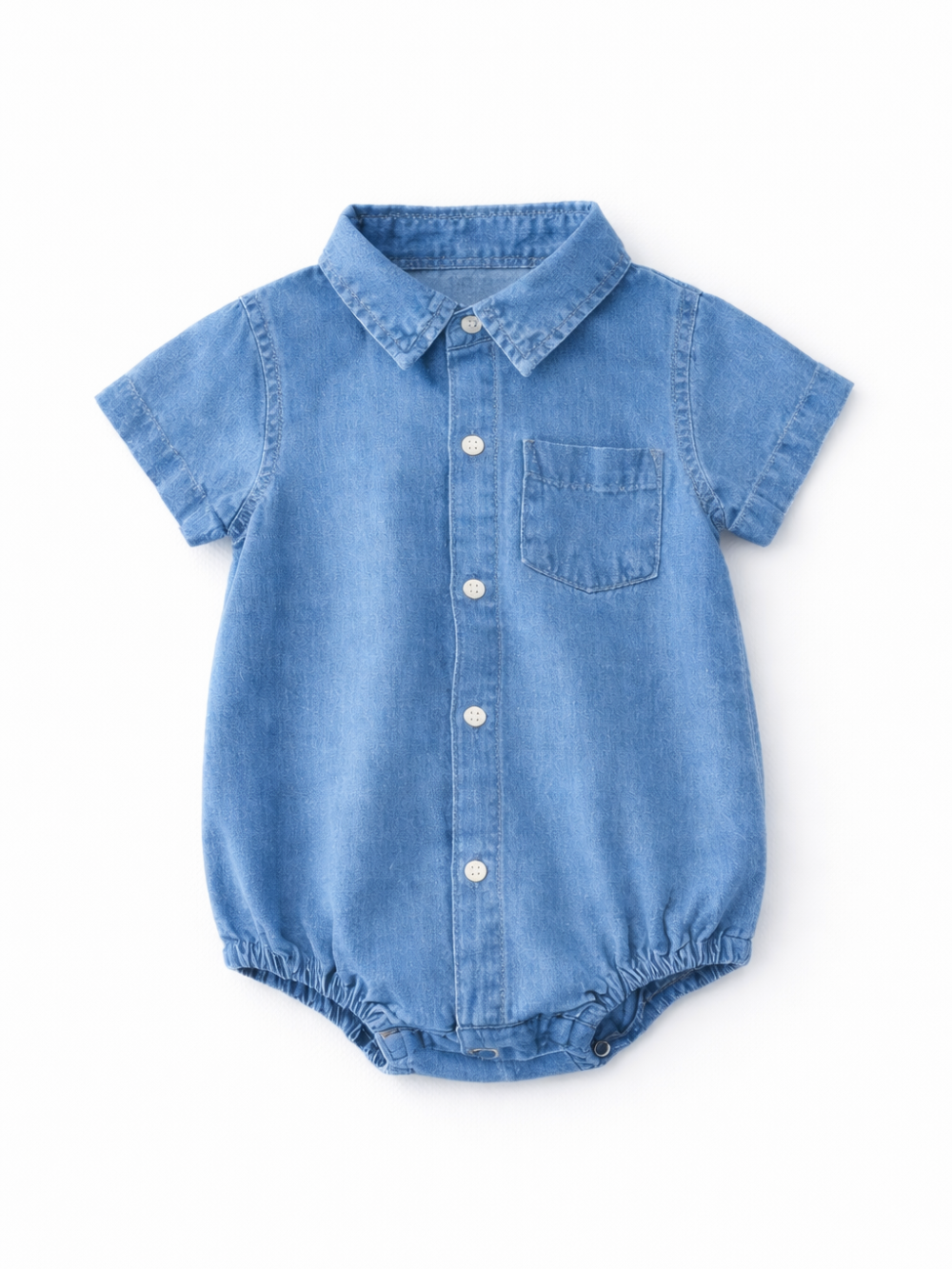 シャツ襟デニム三角ボディスーツの正面デザイン
