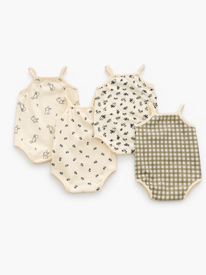 総柄キャミソールロンパース4枚セットの全体イメージ
