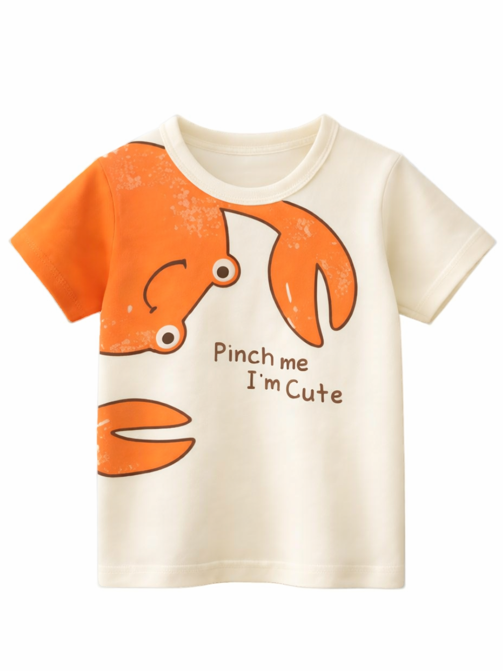 アプリコットのキッズ半袖Tシャツ カニプリント正面デザイン
