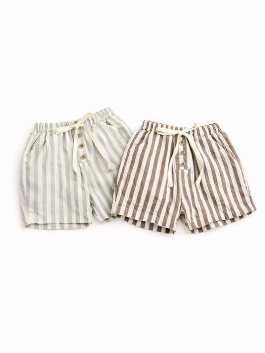 ベビーストライプショートパンツ 2色セット ナチュラルカラー 正面全体
