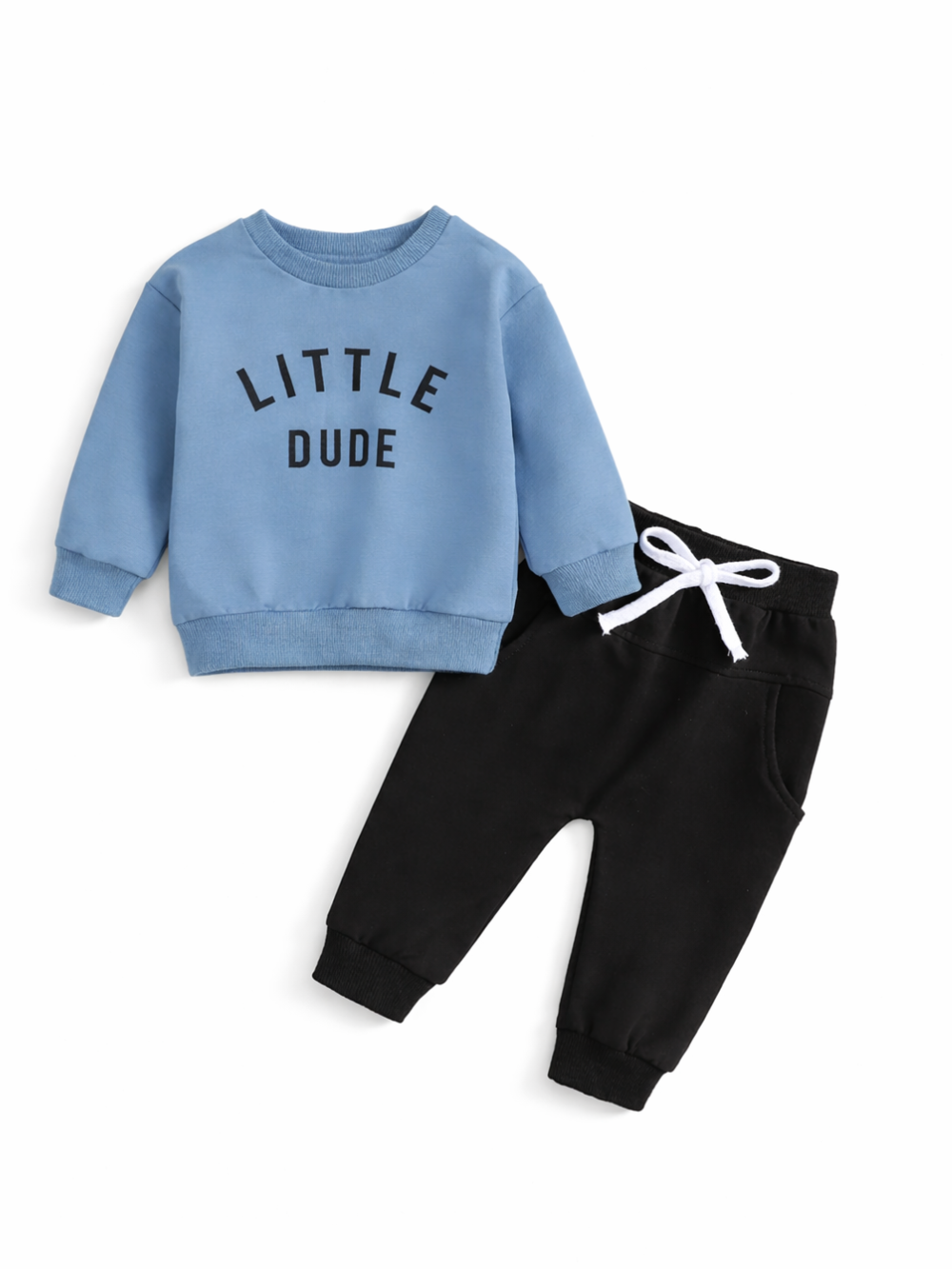 英字ロゴ入り長袖トレーナーとロングパンツの男の子用コットンスウェット上下セット
