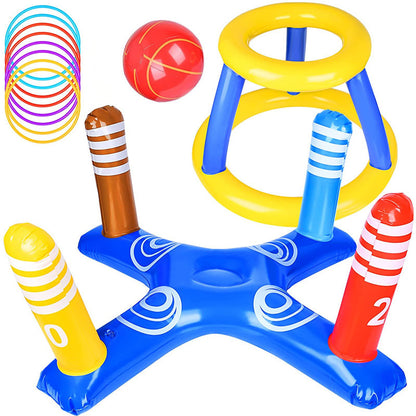 イエロースタンドとブルーベースを組み合わせたインフレータブル水遊びゲームセット
