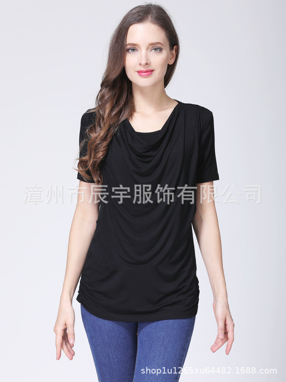 ひんやりなめらかで夏も快適 マタニティ授乳半袖Tシャツ サイドオープン授乳口付き クルーネック モダール素材 S~XXL