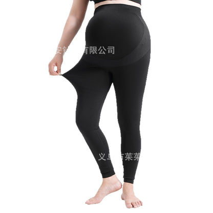 しなやかに支えて動きやすい マタニティレギンス シームレスデザイン ナイロン素材 XS~XL