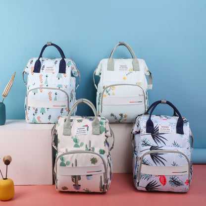 防水オックスフォード大容量マザーズリュック プリント柄 収納しやすいママバッグ