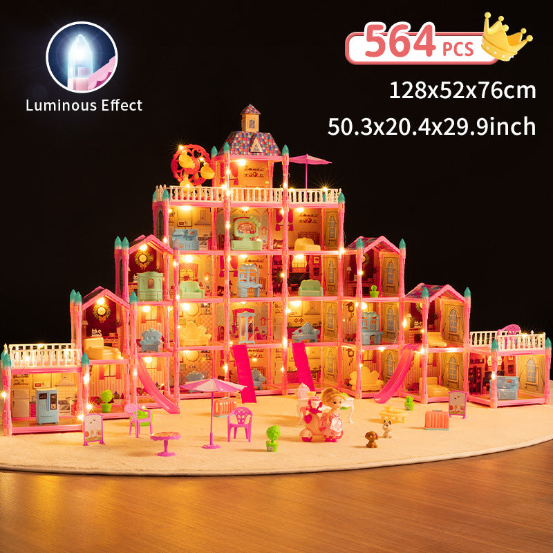 LED発光 五階建て プリンセスドールハウス DIYミニチュアハウス