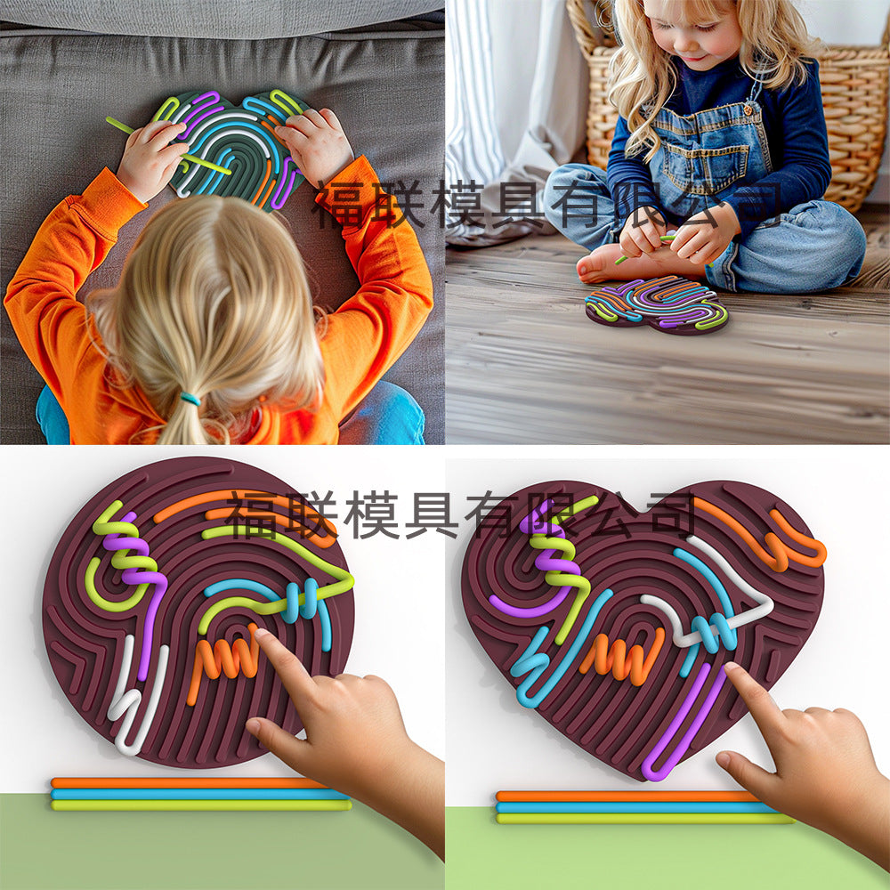 シリコン感覚ボード ハートラウンド迷路レインボー