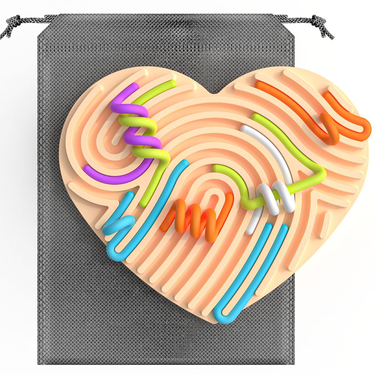 シリコン感覚ボード ハートラウンド迷路レインボー