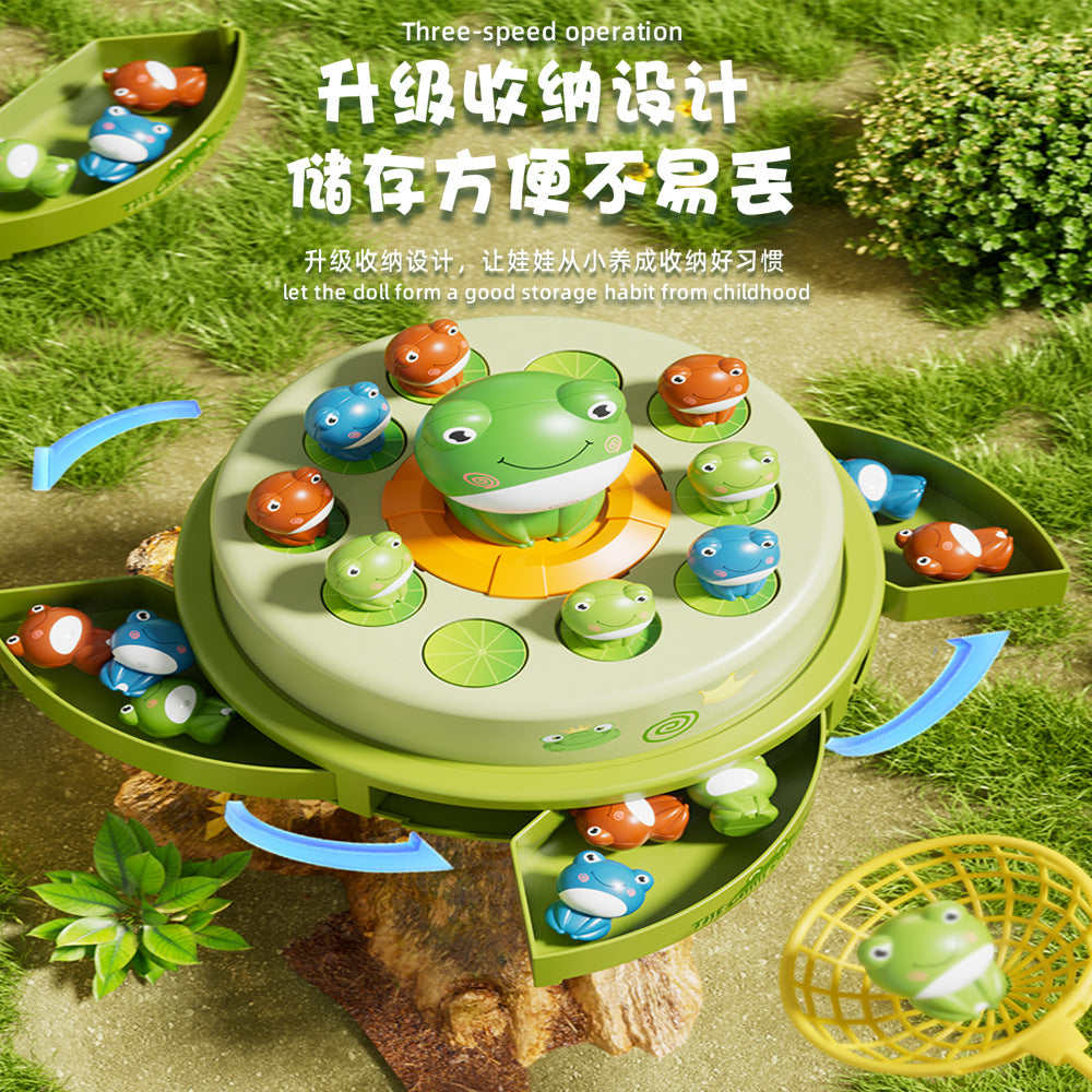 電動ターンテーブル カエルフィッシングゲーム 音楽インタラクティブトイ