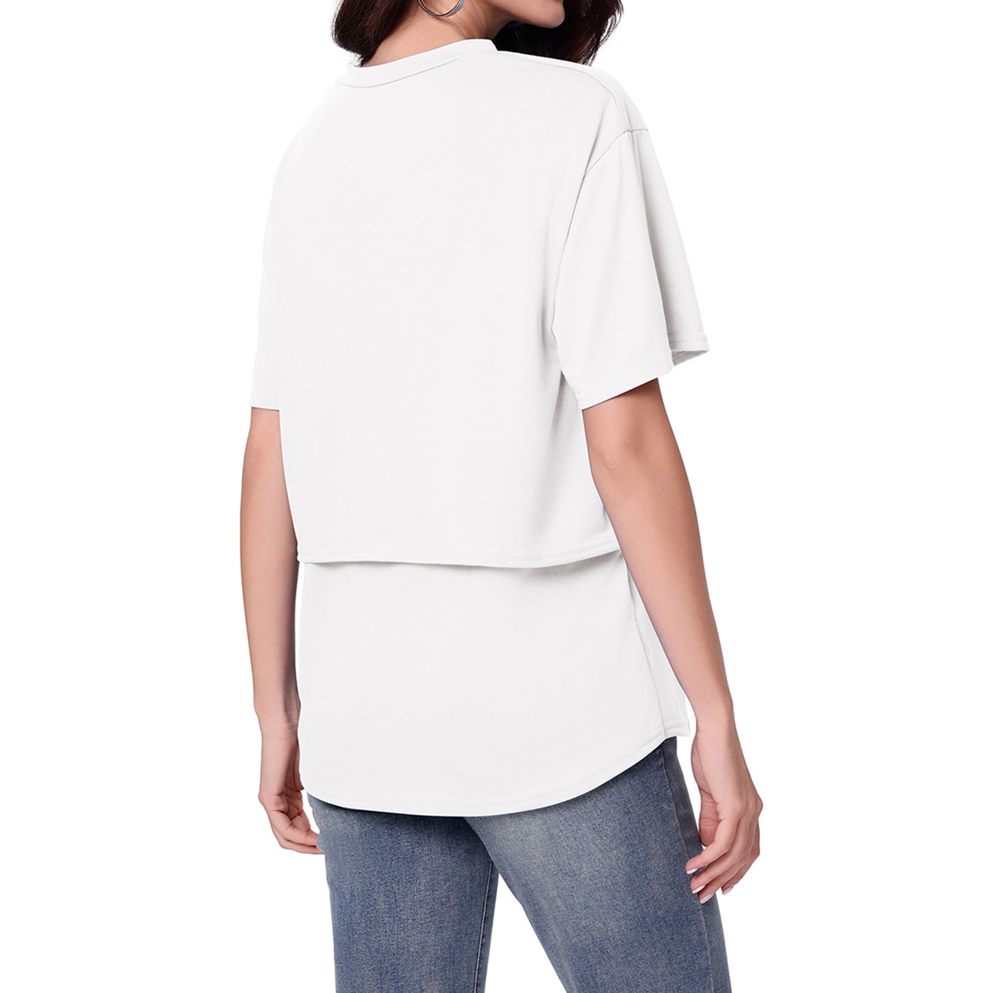 授乳対応マタニティ半袖Tシャツを背面から見たシルエットイメージ
