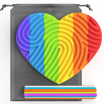 シリコン感覚ボード ハートラウンド迷路レインボー