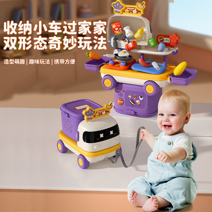 親子でなりきり遊びを楽しめる収納カート型プレイハウスセット
