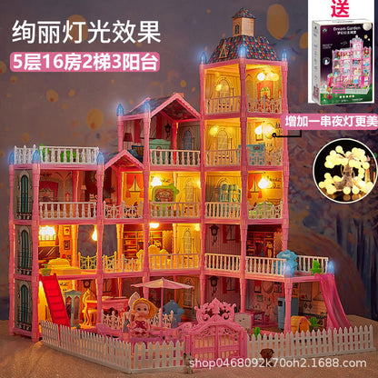 LED発光 五階建て プリンセスドールハウス DIYミニチュアハウス