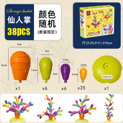 38ピース構成がわかる磁石サボテンブロックのセット内容一覧画像
