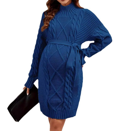 ネイビーブルーのウエストリボン付きデザインが分かる正面イメージ
