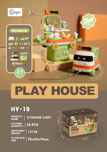 グリーン系のメディカルごっこが広がる2in1収納カートロールプレイセット
