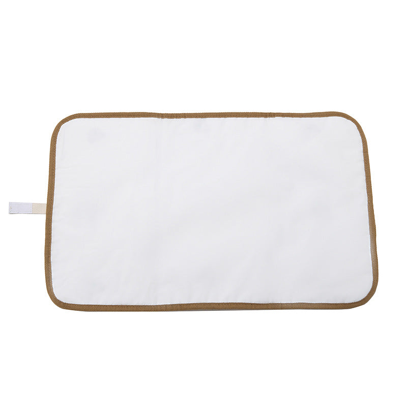 おむつ替えマット 裏面デザイン 白×ブラウン縁取り（ベビーおむつ替え・外出）
